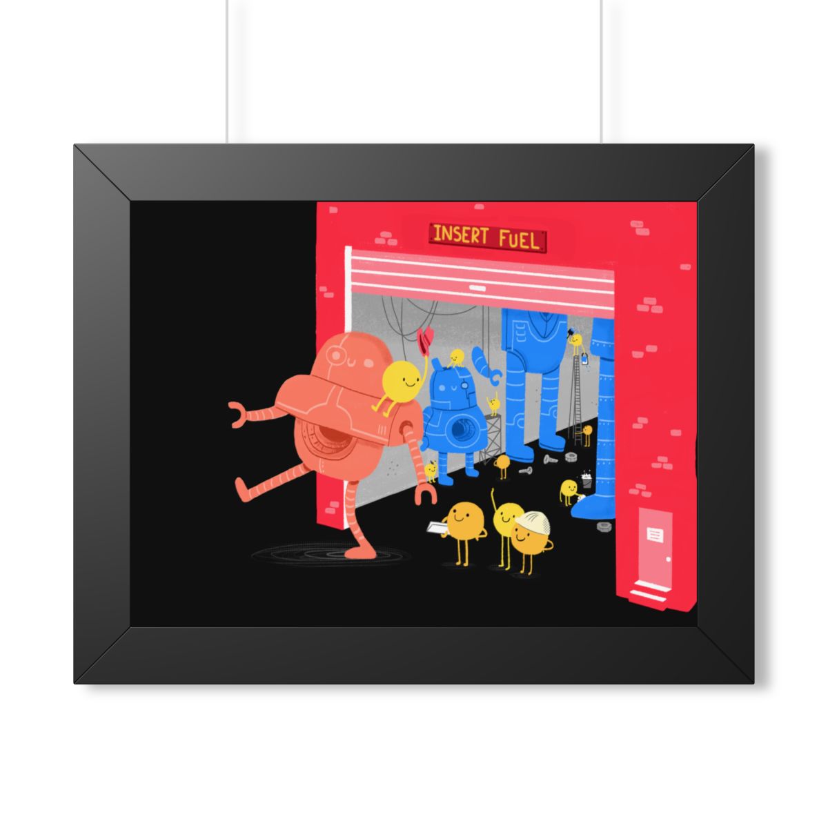 Robots at Gas Station Framed Poster | Horizontal