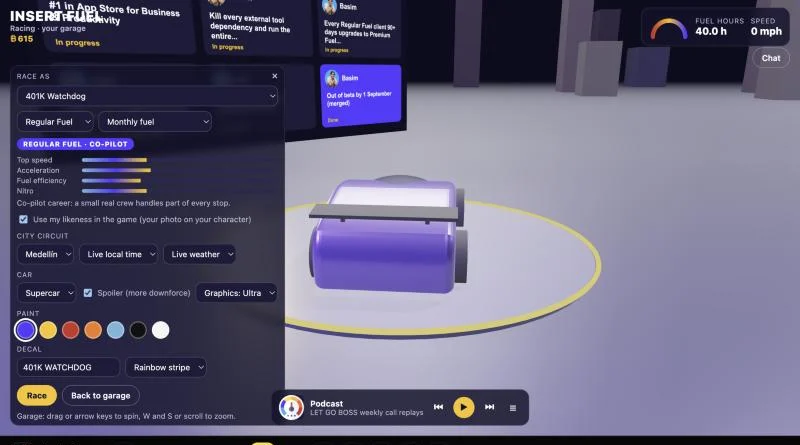 The Garage in the Let Go Boss race