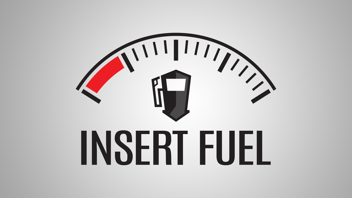 The original Insert Fuel logo from 2014, a fuel gauge over the words Insert Fuel
