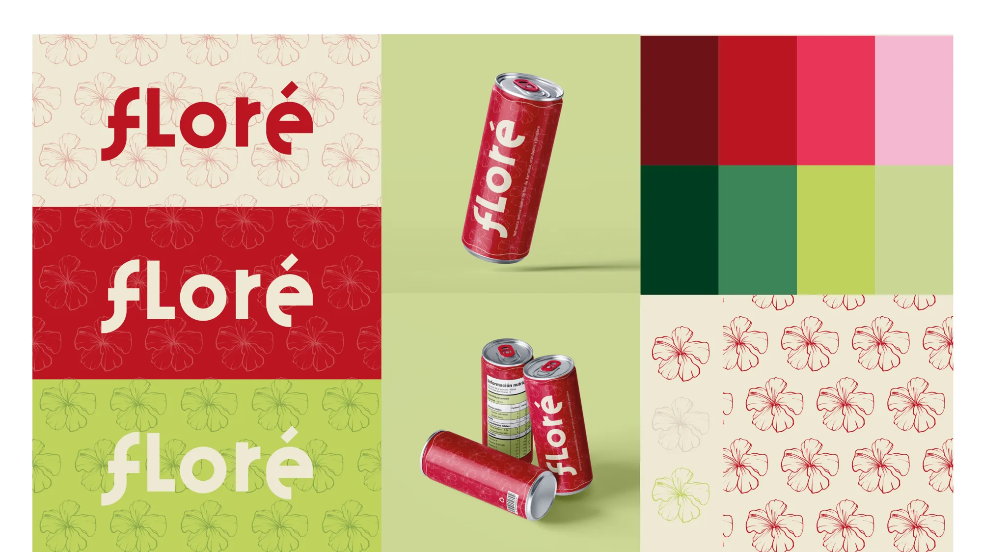 Floré hibiscus line pattern, palette and cans