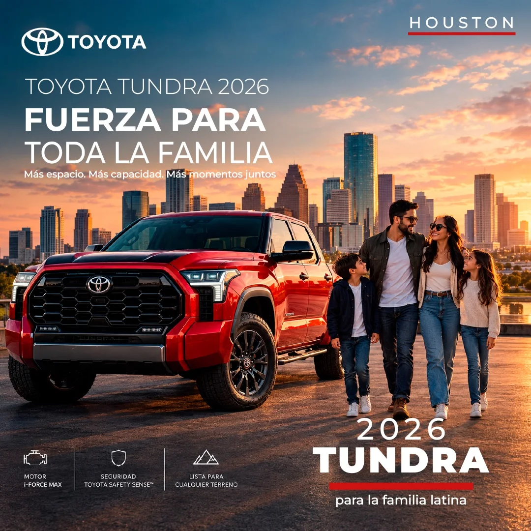 Toyota Tundra 2026 ad: strength for the whole family, Houston skyline